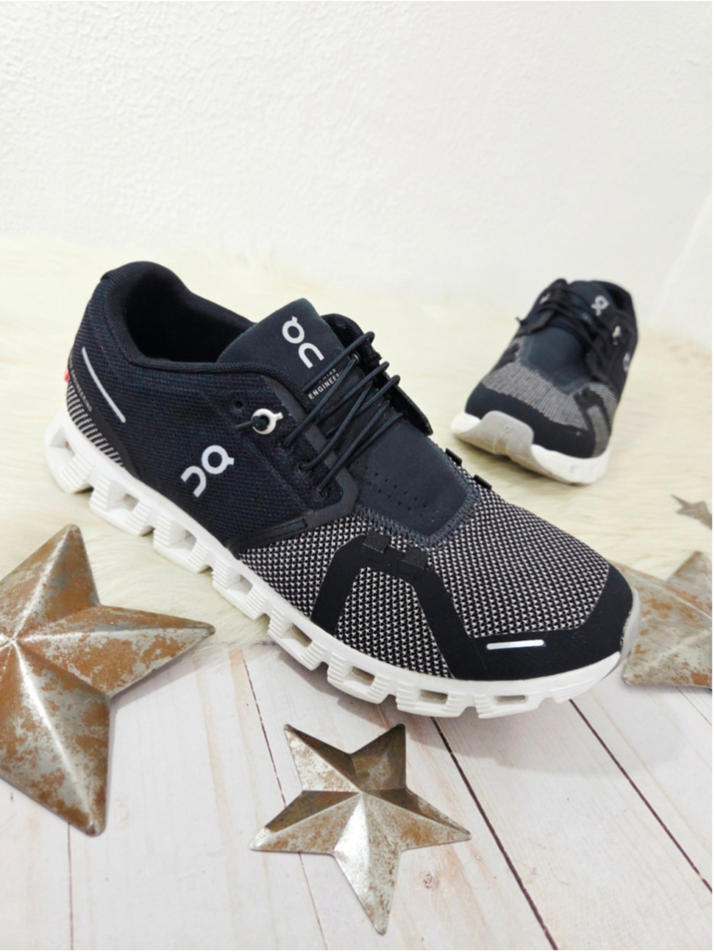 On Cloud 5 Combo Women's running shoes Black Alloy CloudTec sneakers size 8.5